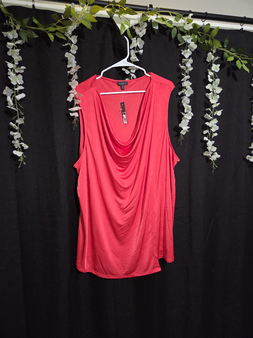 The Limited Coral Draped Sleeveless Cowl-Neck Top
